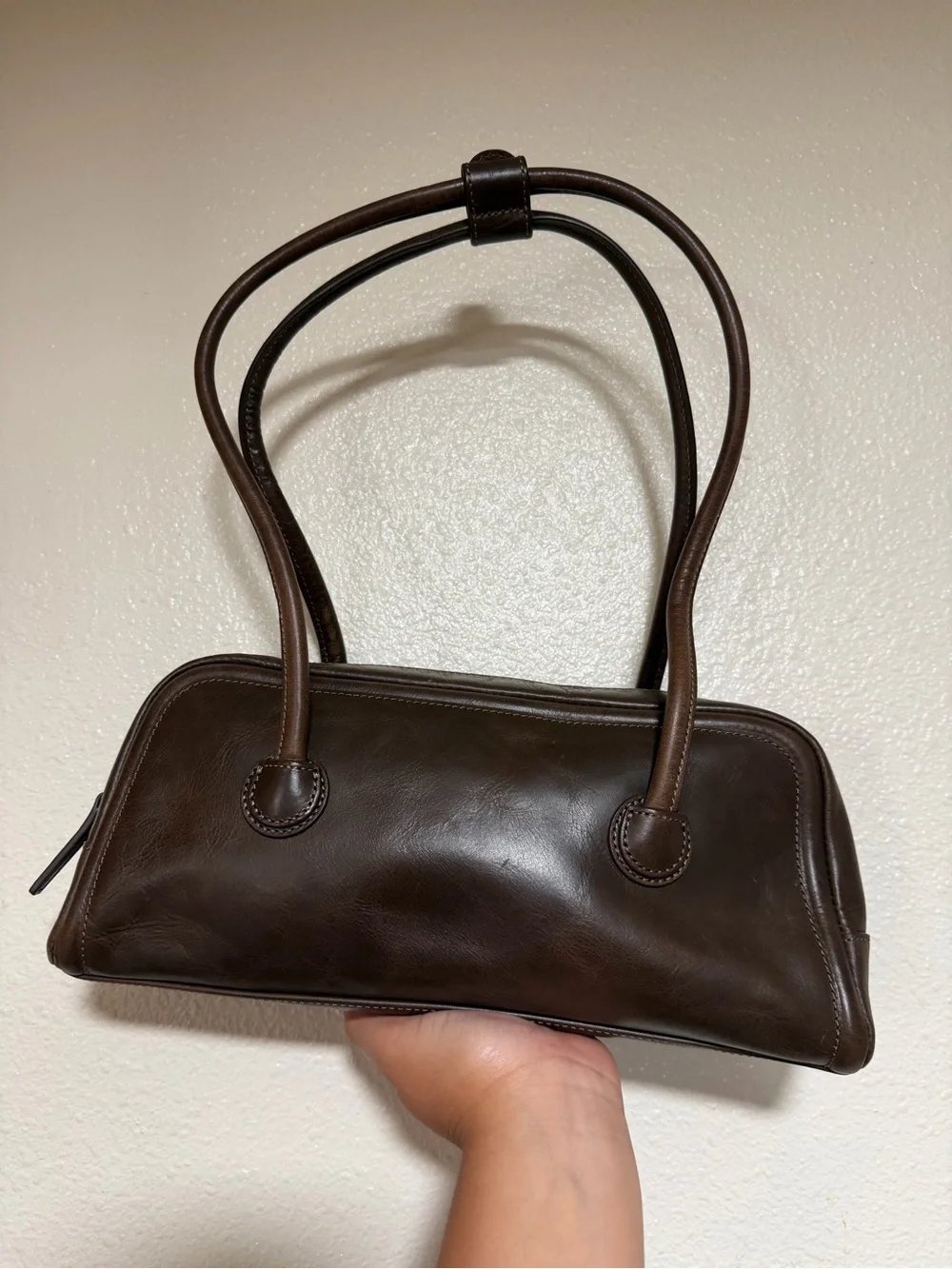 MARGESHERWOOD Brown Baguette Soft Leather Shoulder Bag